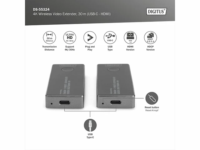 Digitus ds55324 audio/video extender avzender & ontvanger - afbeelding 3 van  4