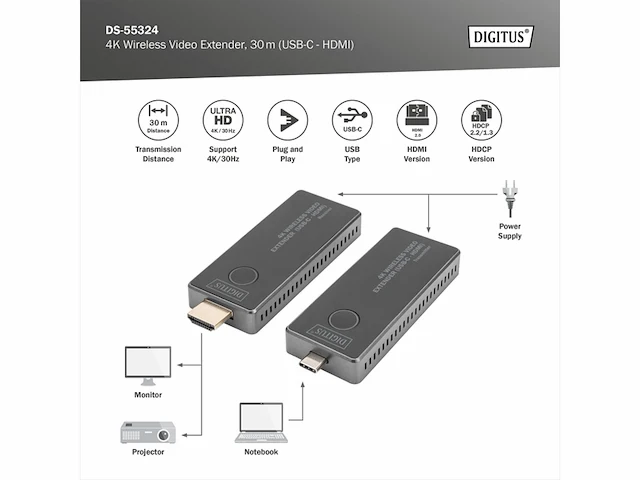 Digitus ds55324 audio/video extender avzender & ontvanger - afbeelding 4 van  4