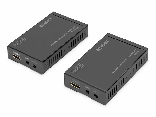 Digitus hdmi extender 4k/30hz zender & ontvanger hdbaset hdcp 2.2 bereik tot 70m zwart - afbeelding 1 van  3