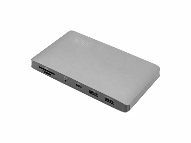 Digitus universal docking st usb 3.0 7-p laptopdockingstation grijs - afbeelding 1 van  2