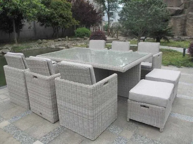 Dining set - 11-delig wicker cream - afbeelding 1 van  2