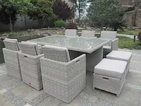Dining set - 11-delig wicker cream