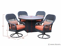 Dining set redonda | 5-delig | wicker | antraciet wicker + oranje kussens - afbeelding 3 van  3