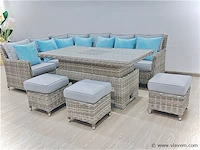 Diningset 6-delig light grey wicker / light grijze kussens - afbeelding 1 van  2