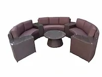 Diningset 8-delig donkergrijs wicker / bruin kleurige kussens - afbeelding 1 van  1