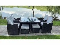 Diningset 9-delig black wicker / witte kussens - afbeelding 1 van  2