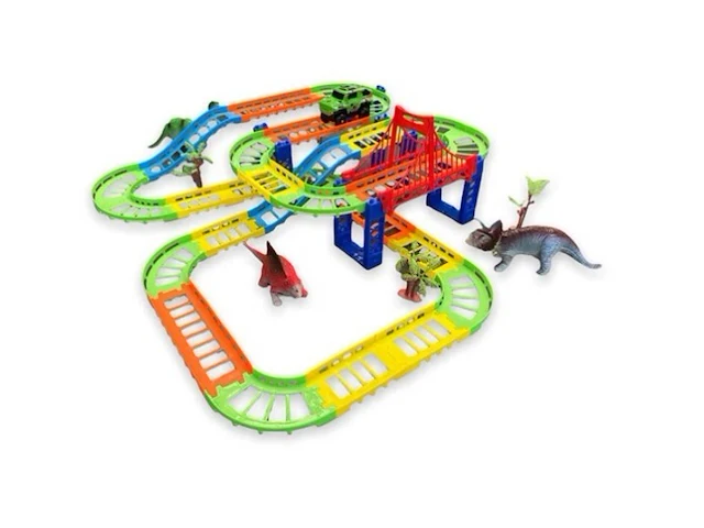 Dinosaurus - race baan - 60 pcs - race track 1x b012 - afbeelding 3 van  5