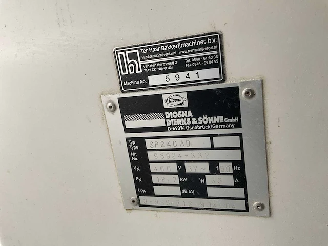 Diosna sp240ad spiraalkneder - afbeelding 5 van  6