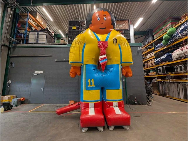 Doelschieten stropdas opblaasbaar (blauw/geel) - afbeelding 2 van  3