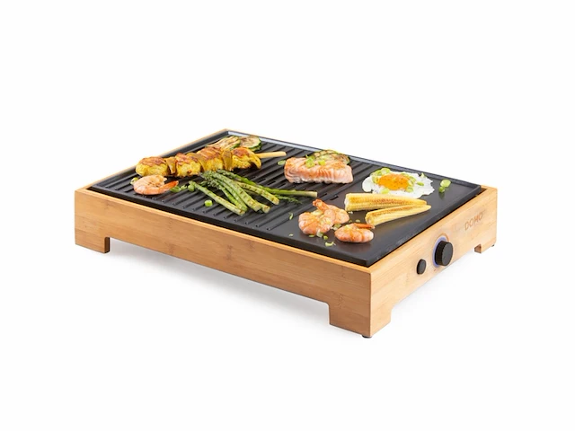 Domo do9271g plancha grill bamboo style 42 x 28 cm houtlook 1800w - afbeelding 1 van  4