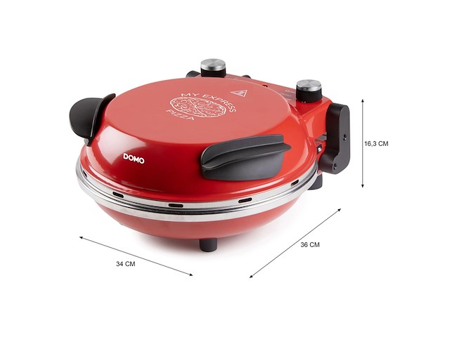 Domo do9284pz my express pizza pizza oven pizzamaker keramische steen 32 cm diameter 400c rood - afbeelding 1 van  5