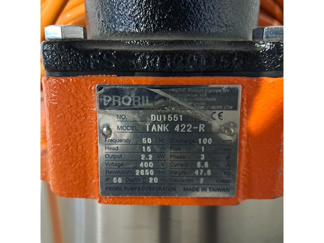 Dompelpomp bouw 72m3 400v ~ proril, tank 422, bouwjaar 2019 - afbeelding 6 van  6