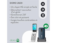 Doro 2820 eenvoudige klaptelefoon voor senioren 4g blauw/wit - afbeelding 2 van  7