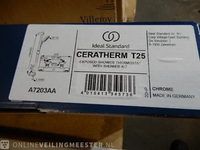 Douche set ideal standard , ceratherm t25, chroom - afbeelding 4 van  4