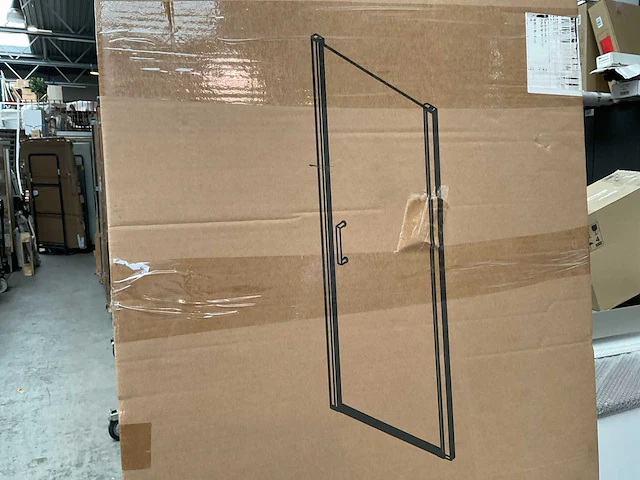 Douchedeur 60x200cm veiligheidsglas anti kalk profiel mat zwart - afbeelding 3 van  4