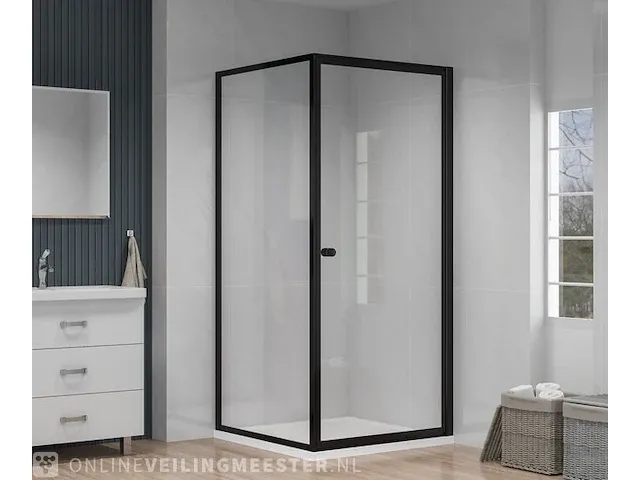 Douchewand en -deur 90x90x190cm atlantic, roan, zwart - afbeelding 2 van  7