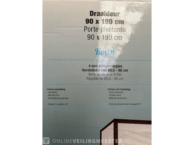 Douchewand en -deur 90x90x190cm atlantic, roan, zwart - afbeelding 6 van  7