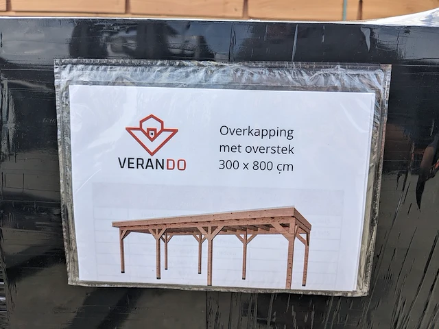 Douglas overkapping 300 x 800 cm, met overstek verando - afbeelding 4 van  5