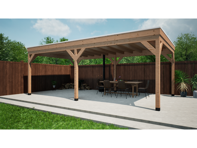 Douglas overkapping 400*700cm met achterwand verando - afbeelding 2 van  8