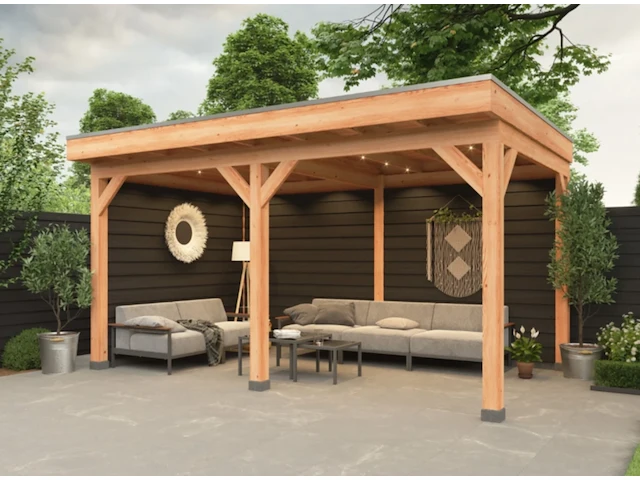Douglas overkapping met overstek 300x600cm+wanden - afbeelding 1 van  14