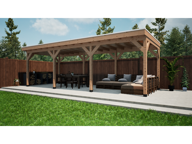 Douglas overkapping met overstek verando, , 300*800cm - afbeelding 1 van  11