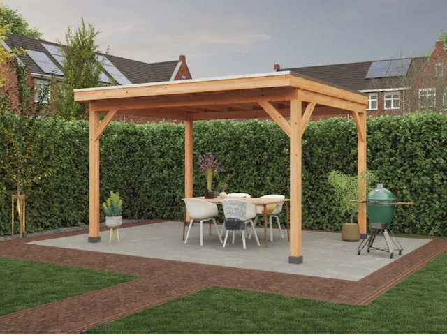 Douglas overkapping plat dak premium, 310 x 310 cm, hillhout - afbeelding 1 van  6
