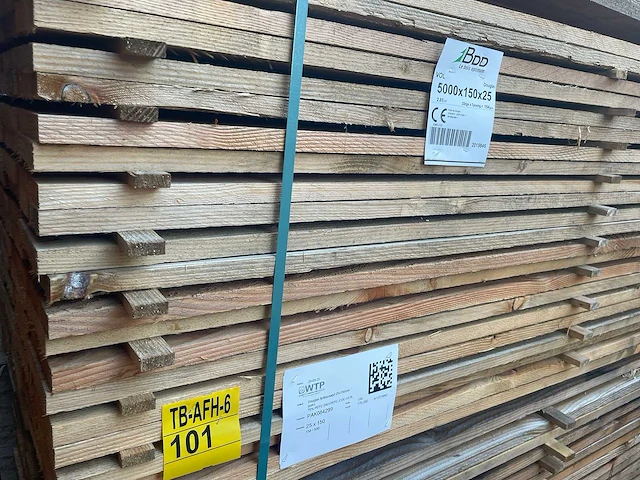 Douglas planken fijnbezaagd 5000x150x25mm (154x) - afbeelding 4 van  4