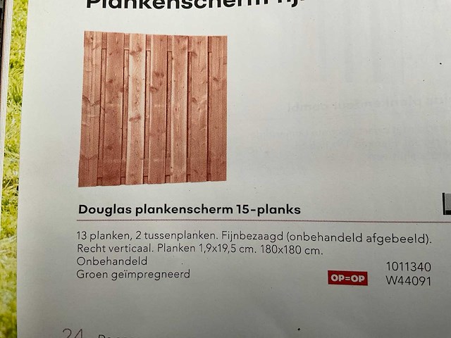 Douglas tuinscherm 15-planks 180x180 cm (24x) - afbeelding 2 van  14