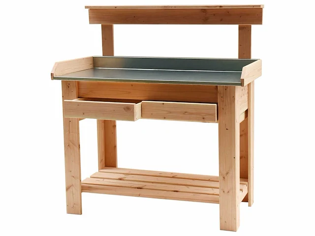 Douglas tuinwerktafel met zinken blad 110x48x109 cm (2x) - afbeelding 1 van  3