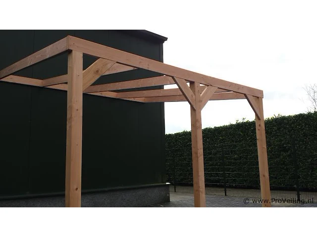 Douglass houten onderbouw voor veranda en veranda dak met pergolux polycarbonaat 16 mm dik helder - afbeelding 6 van  6