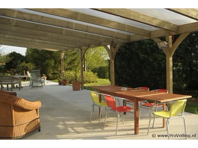 Douglass houten onderbouw voor veranda en veranda dak met pergolux polycarbonaat 16 mm dik opaal - afbeelding 2 van  6