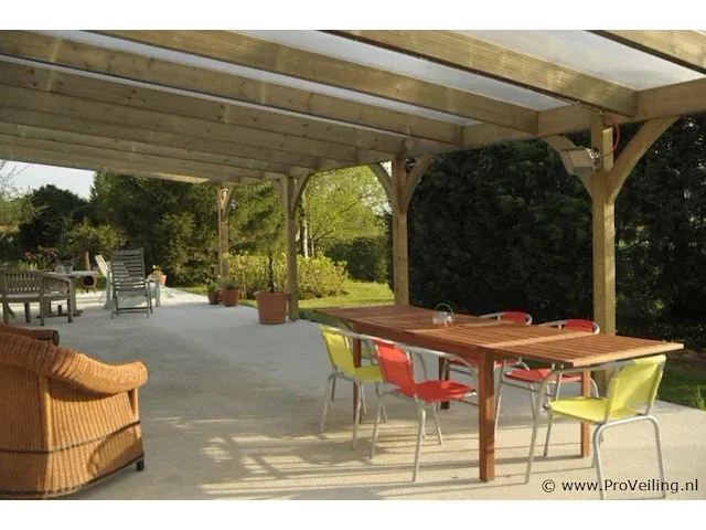 Douglass houten onderbouw voor veranda en veranda dak met pergolux polycarbonaat 16 mm dik opaal - afbeelding 3 van  6