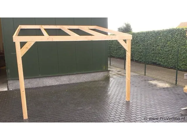 Douglass houten onderbouw voor veranda en veranda dak met pergolux polycarbonaat 16 mm dik opaal - afbeelding 5 van  6
