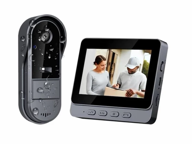 Draadloze slimme video deurbel met scherm full hd camera 4.3 inch monitor waterdicht & nachtzicht - afbeelding 1 van  2