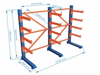 Draagarm stelling heda, 2 secties l ca 272 cm, blauw / oranje - afbeelding 1 van  5