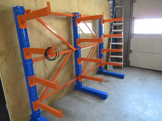 Draagarm stelling heda, 2 secties l ca 272 cm, blauw / oranje - afbeelding 2 van  5