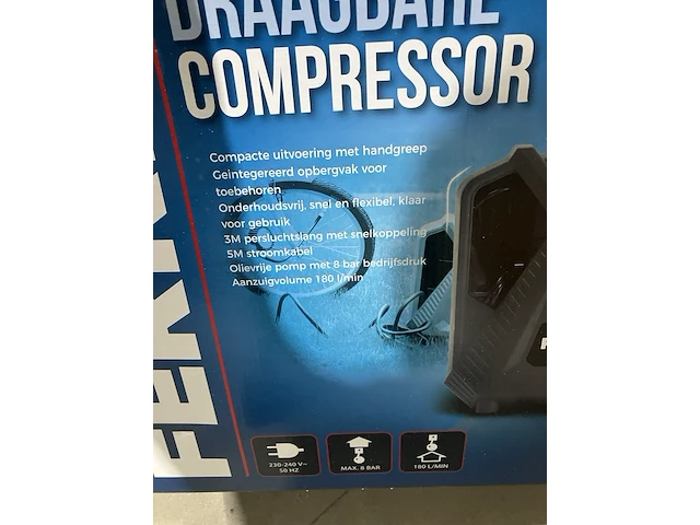 Draagbare compressor, ferrex, grijs - afbeelding 2 van  3