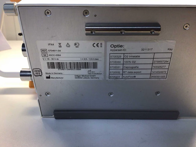 Dräger - oxylog 3000 plus - ventilatorsupportsysteem - afbeelding 2 van  9