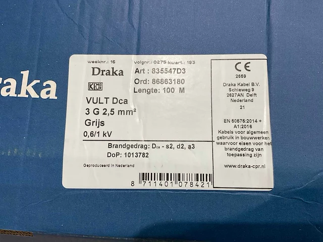 Draka vult dca kabel 3x2,5 mm - afbeelding 6 van  6