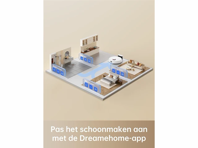 Dreame d9 max robotstofzuiger en dweil met 4.000pa zuigkracht ldsnavigatie wit - afbeelding 3 van  6