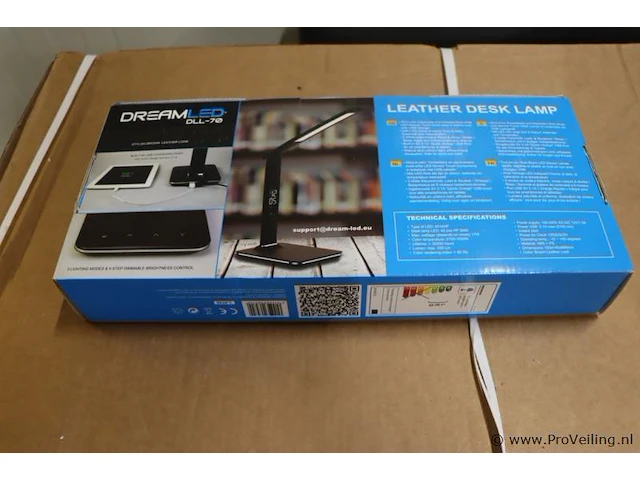 Dreamled dll-70 alles-in-één verstelbare en opvouwbare multi-witte led sensor bureaulamp in lederlook met usb-lader - afbeelding 1 van  5