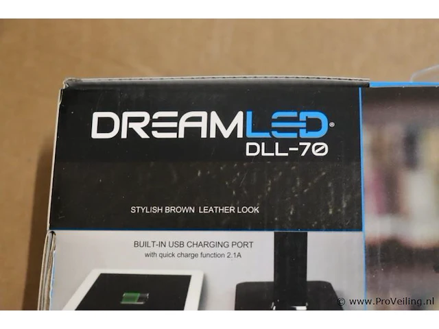 Dreamled dll-70 alles-in-één verstelbare en opvouwbare multi-witte led sensor bureaulamp in lederlook met usb-lader - afbeelding 2 van  5