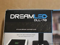 Dreamled dll-70 alles-in-één verstelbare en opvouwbare multi-witte led sensor bureaulamp in lederlook met usb-lader - afbeelding 2 van  5