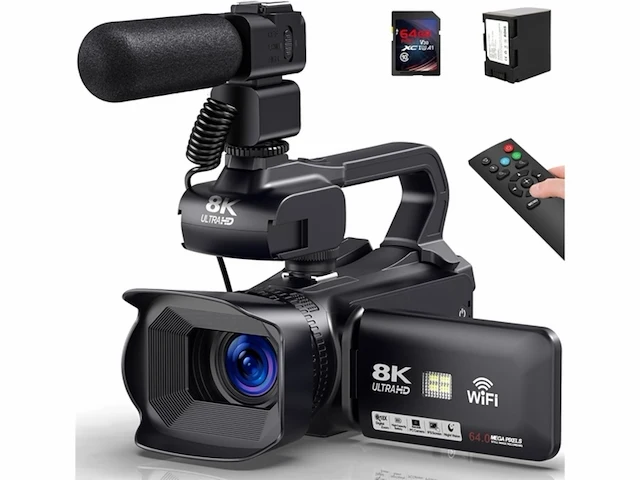 Dreanni videocamera 8k 64mp camcorder 18x digitale zoom irnachtzichtwifi videocamera voor youtube vlogg - afbeelding 1 van  2