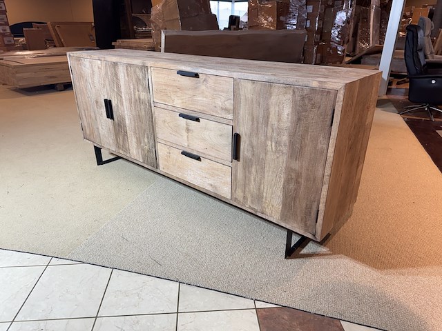 Dressoir, naturel eikenhout, zwart metalen onderstel - afbeelding 1 van  6