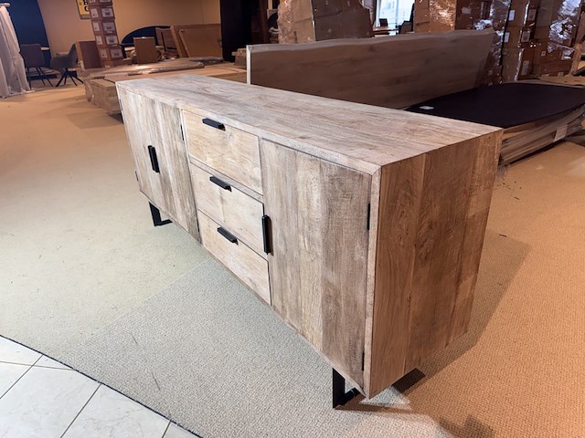 Dressoir, naturel eikenhout, zwart metalen onderstel - afbeelding 2 van  6