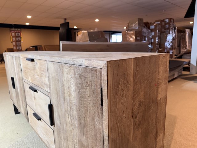 Dressoir, naturel eikenhout, zwart metalen onderstel - afbeelding 3 van  6