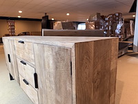 Dressoir, naturel eikenhout, zwart metalen onderstel - afbeelding 3 van  6