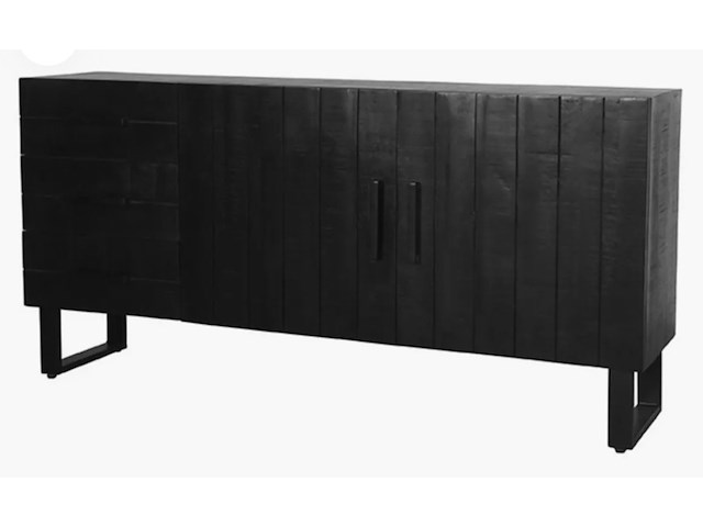 Dressoir, zwart mangohout, zwart metalen onderstel - afbeelding 1 van  5