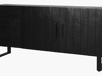 Dressoir, zwart mangohout, zwart metalen onderstel - afbeelding 1 van  5